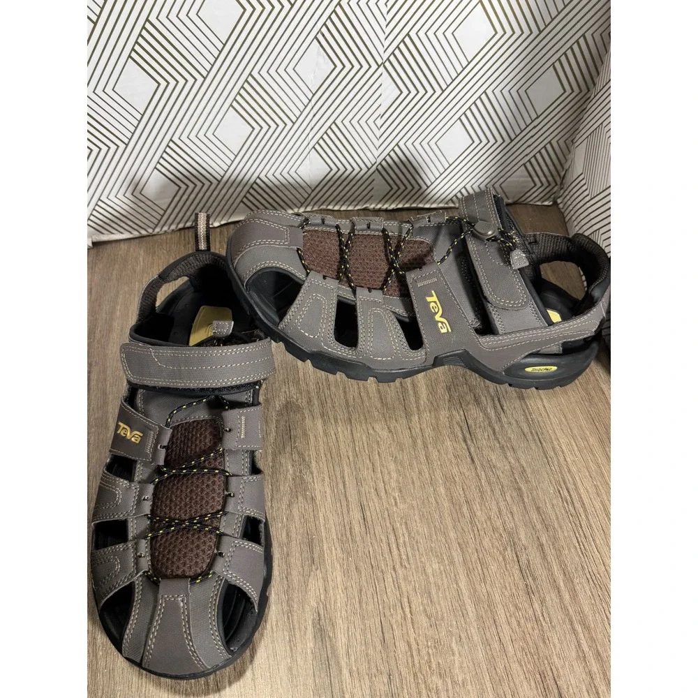 Teva‎ Mens Hiking Sandals Brown Gray Closed Toe ShocPad shoes size 11